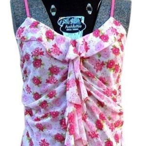 Luna French Paris Floral Dress Pink White M L New